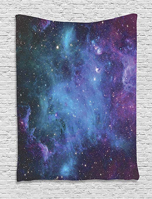 Ambesonne Nebula Tapestry Space Decorations by, Galaxy Stars in Space Celestial Astronomic Planets in the Universe Milky Way Print, Bedroom Living Room Dorm Wall Hanging Tapestry, Navy Purple