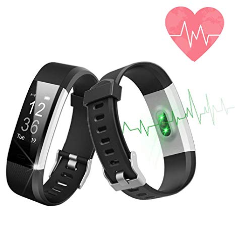Fitness Smart Bracelet Activity Tracker, Waterproof Smart Bracelet Heart Rate Monitor Watch Calorie Counter Compatible iOS Android
