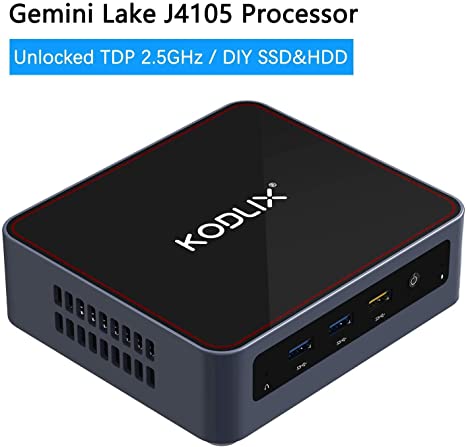 Desktop Mini PC Quad-Core Intel Celeron J4105 Processor (up to 2.5GHz),4G DDR4/64GB eMMC Support Windows 10,Linux,Chromium OS with USB-C/HDMI 2.0/Mini DP Port HD 4K@60Hz,3xUSB 3.0, 2xEthernet Port