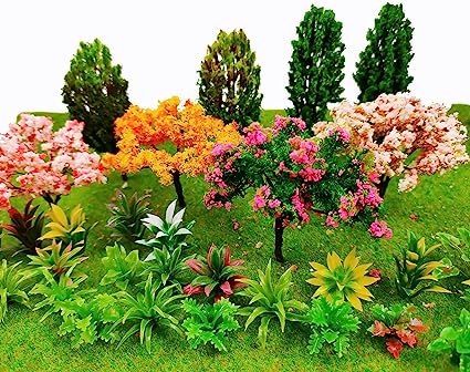 28 Pcs Miniature Fairy Garden Tree Plant Ornament, Mixed Model Trees 1-3 Inches, Miniature Dollhouse Pots Decor Moss Bonsai Micro Landscape DIY Craft Garden Ornament