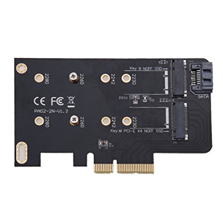 2 slots M key M.2 NGFF SSD to PCI-E X4 adapter B key M.2 NGFF SSD to SATA adapter