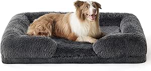 Bedsure Orthopedic Dog Bed for Large Dogs - Big Washable Calming Dog Sofa Beds Large, Supportive Foam Pet Couch Bed with Removable Washable Cover, Waterproof Lining and Nonskid Bottom, Grey