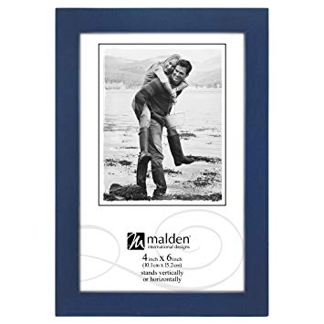 Malden International Designs Navy Blue Concept Wood Picture Frame, 4x6, Blue