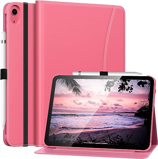 MoKo for iPad 10th Generation Case iPad 10.9 Inch Case 2022, iPad Case 10th Generation [Multi-Angle Viewing] Smart Cover with Hand Strap, Support Touch ID&Auto Wake/Sleep, Watermelon Red