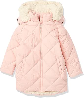 Amazon Essentials Girls and Toddlers' Long Quilted Cocoon Puffer Coat