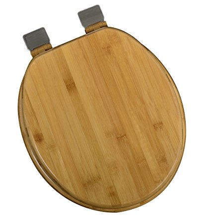 Bath Décor 5F1R1-20BN Round Rattan Bamboo Toilet Seat with Adjustable Brushed Nickel Hinge and Decorative Finish