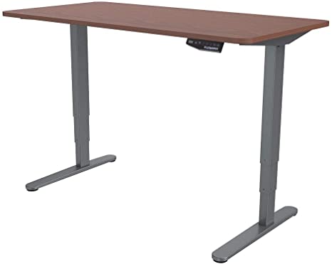 FLEXISPOT E5S-5528N Electric Height Adjustable Standing Desk, 55 x 28 Inches, Heavy Duty Steel Stand Up Desk w/Automatic Smart Keypad (Gray Frame  55 in Mahogany Top)