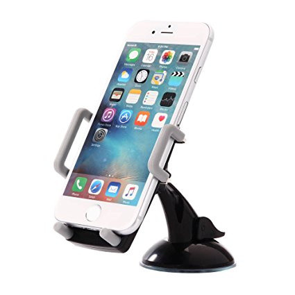 Car Mount, Gaoye Car Accessories Windshied Car Mount Universal Adjustable Car Cradle Strong Suction Cup Phone Holder for iPhone Samsung HTC Moto Sony Smartphones Gps Holder (Grey)