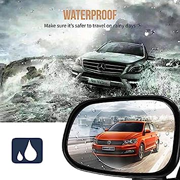 MOOKLIN PET HD Anti-Fog/Anti-Glare/Anti-Scratch Rearview Mirror Protective Rainproof Film for All Car , Automobile and Vehicle Models (100x100 mm)- 2 Pieces
