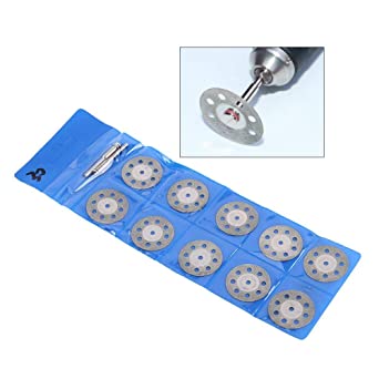 10pcs 30mm 8 Holes Rotary Mini Diamond Circular Saw Blades Cutting Wheel Discs   2 Mandrel Cutting Disk Kit