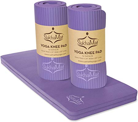 SukhaMat Yoga Knee Pad Cushion – America's Best Exercise Knee Pad - Eliminate Pain During Yoga or Exercise - Extra Padding & Support for Knees, Wrists, Elbows - Complements Your Yoga Mat