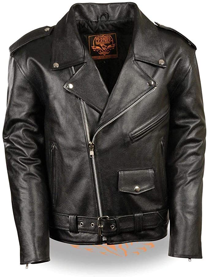 Milwaukee Leather Men's Classic Police Style M/C Jacket - Lkm1781-Black