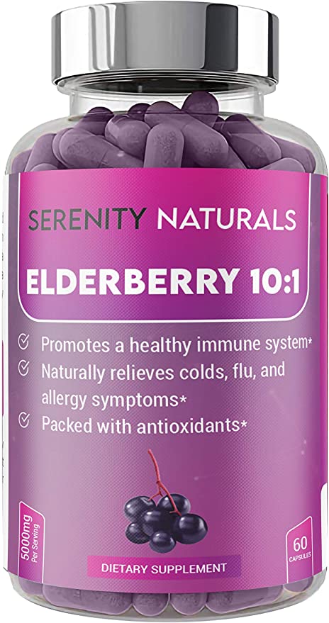 Elderberry 10:1 - Elderberry for Immune Support - Potent 10:1 Extract 5000mg Equivalent - 60 Capsules Sambucus Nigra
