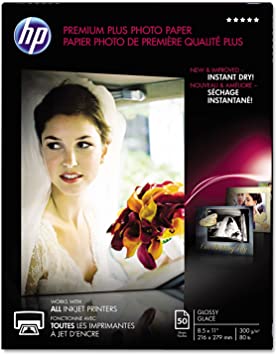 Hp Cr664a Premium Plus Photo Paper, 80 Lbs, Glossy, 8-1/2 X 11, 50 Sheets/Pack