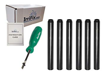 IrriFix Box Set - Rain Bird Popup Riser Extensions 1800EXT | RainBird Universal Sprinkler Extenders | Set of 6 with Instruction Card & RotorTool Screwdriver