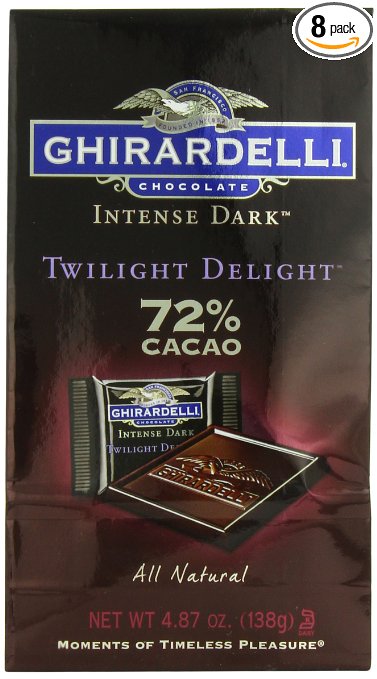 Ghirardelli Chocolate Intense Dark Squares, Twilight Delight 72% Cacao, 4.87-Ounce Bags (Pack of 8)