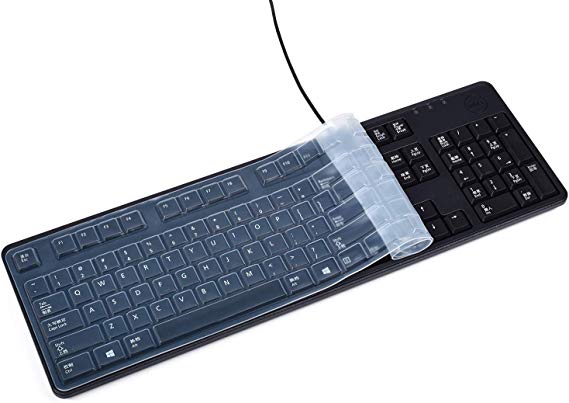 Anti Dust Waterproof Silicone Keyboard Protector Skin Cover for Dell Keyboard KB212-B KB4021 US Version (Clear)