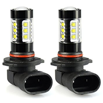 JDM ASTAR Extremely Bright Max 80W High Power 9040, 9140, 9145, 9050, 9155, H10 LED Bulbs for DRL or Fog Lights, Xenon White