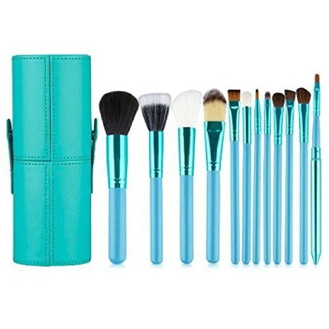 KOLIGHT® Set of 12pcs Professional Makeup Brush Sets Cosmetic Makeup Tool Kits with Cup Leather Holder Case
