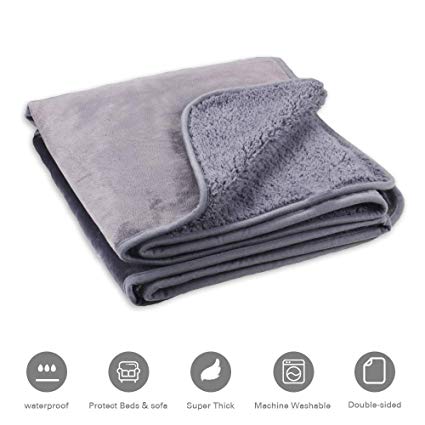 CHEE RAY Premium Waterproof Dog Blanket, Pet Pee Proof Cover Throws for Couch Sofa Bed Car Seat, Soft Sherpa Cushion Mat for Small Medium Large Puppy Dogs Cats