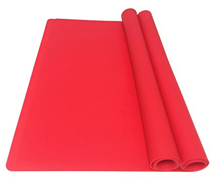 EPHome 2 Piece Multipurpose Silicone Nonstick Baking/Pastry, Heat Resistant Nonskid Table Mat, Countertop Protector, X-Large, Red