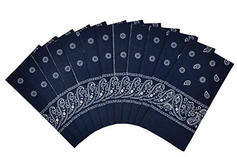 T&Z 100% Cotton 10 Pack,12 Pack Fine Bandanas Professional Factory Manufactured