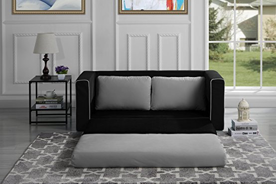 Modern 2 Tone Modular / Convertible Sleeper (Black / Light Grey)