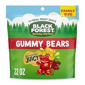 Black Forest Gummy, Bears, Fruit Flavor, Deliciously Juicy, Made with Real Fruit Juice, School Snacks, 22 oz