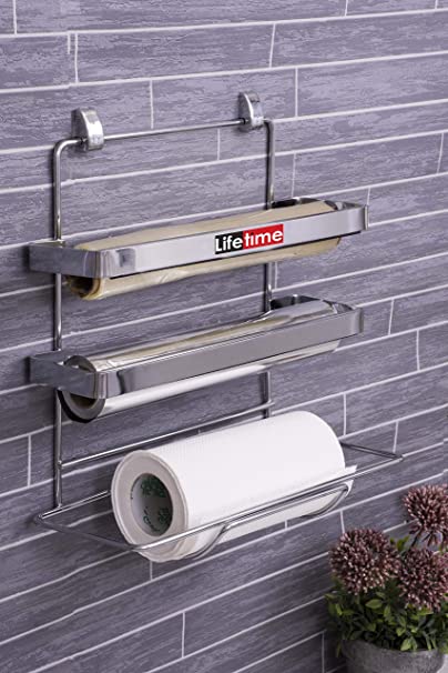 Lifetime Stainless Steel 3 In 1 Triple Paper Dispenser and Holder/Wrap Aluminium Foil and Kitchen Roll