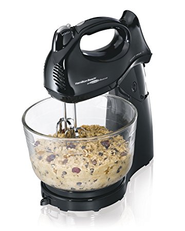 Hamilton Beach 64698 Hand/Stand Mixer with Glass Bowl, Black