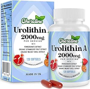 Urolithin A Ergänzung 2000mg - 120 Weichkapseln 60-Tage-Vorrat - Angereichert mit Granatapfel-, Erdbeer- und Walnussextrakten - für Mitochondrien (120 stück (1er Pack))