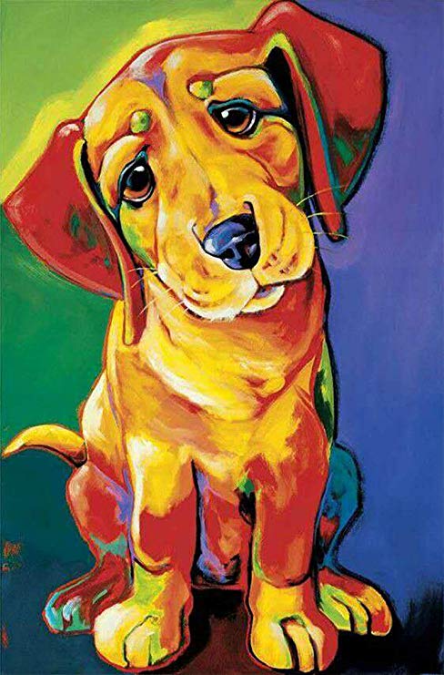 TSING DIY Crystals Paint Kit 5D Diamond Painting by Number Kits, Colorful Dog - 11x16.6 inches