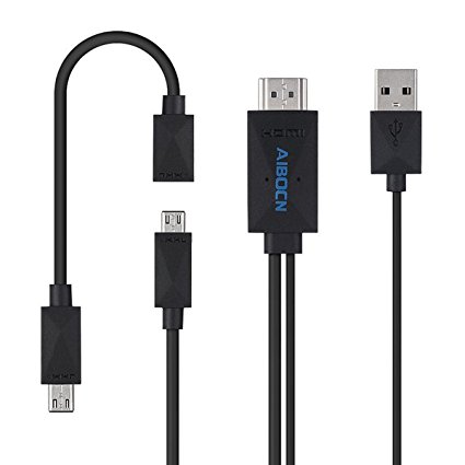 Aibocn MHL Kit Universal MHL Micro USB to HDMI Cable 6.5 Feet/2M 1080P HDTV Adapter for Samsung Galaxy S5 S4 S3 Note 3 (N5100 N9000 N9006) Note 8.0 HTC LG and More MHL-enabled Phones