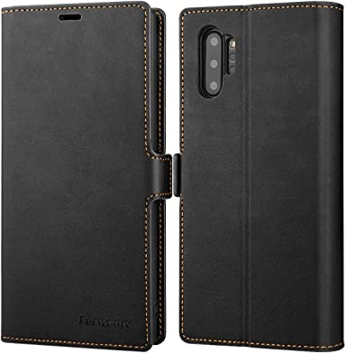 Galaxy Note 10 Plus Case, Note 10  5G Case Wallet, PU Leather Flip Wallet Phone Cases with Card Slots Magnetic Shockproof Protective Cover for Samsung Galaxy Note 10 Plus (Black)