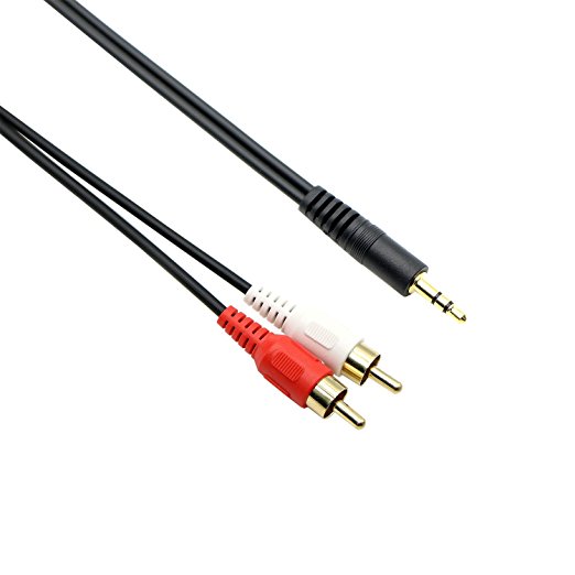 Pasow 3.5mm Stereo Male to 2RCA Male (Right and Left) RCA Audio Cable (15 Feet)