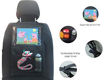 Durapower Luxury Car Backseat Organizer with iPad/Tablet Holder Multi-Pocket for Bottles Tissue Boxes Baby Travel Accessories and Kids Toy Storage