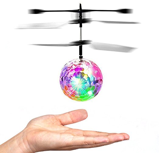 RC Flying Ball, Mini Flying Ball RC Flying Toy Infrared Induction Helicopter Drone Balls Toys with Built-in Rainbow Shinning LED Disco Lights Indoor and Outdoor Games for Boys and Girls