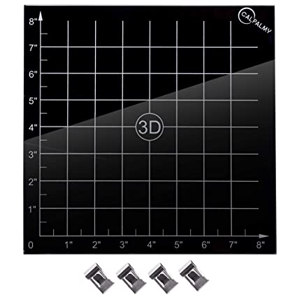 235x235x4.0mm 3D Printer Glass Print Platform with Built-in Coordinate and 4 Printer Bed Clips for Ender-3/Pro/3X, Ender-5, Geetech A10/DC-01/CR-20