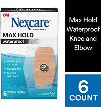 Nexcare Bandage Max Hold, Knee & Elbow 6 Count, 2.38 in x 3.5 in (60mm x 88mm)