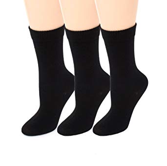 Womens Diabetic Socks | Seamless Toe   Non-Binding | Crew 3 Pack Size 9-11