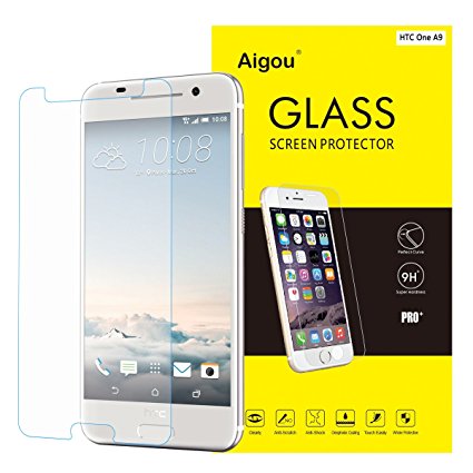 HTC One A9 Tempered Glass Screen Protector, Aigou®Ultra-thin HD Clear Oleophobic Coating Bubble-free High Quality Invisible Shield Tempered Glass Protectors [Lifetime No-hassle Warranty]