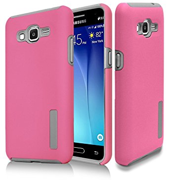 Phonelicious Slim Rugged Case with Screen Protector and Stylus for Samsung Galaxy J7 – Pink Matte