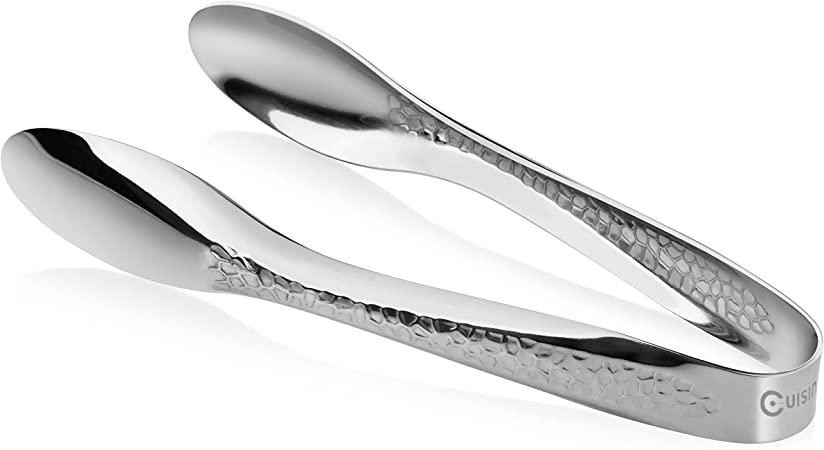 Cuisinox Hand Hammered Stainless Steel Serving Tongs, 9"