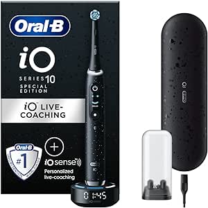 Oral-B iO10 Electric Toothbrushes Adults, Gifts For Women / Men, 1 Handle, 1 Toothbrush Head & Charging Travel Case, 7 Modes, Sense Smart Charger, 2 Pin UK Plug, Cosmic Black, Oral B IO Toothbrush