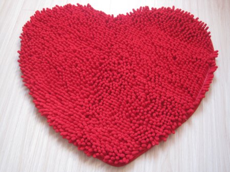 Hughapy® Super Soft Lovely Heart Love Shaped area rug,Anti-skid Chenille Door Mat carpet for Home Bedroom 50cm*60cm with 10 colors,Red