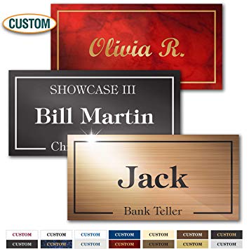 Personalized Name Tag, Pin, Magnetic or Adhesive backing, Choice of Colors, 1.5"x 3“ - by My Sign Center, 20104A1