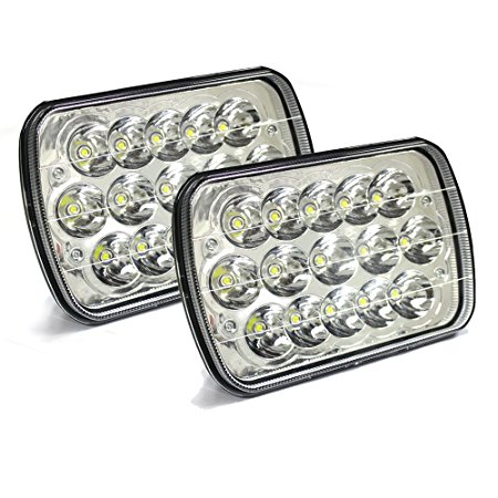 Ourbest 45w Rectangle Led 5x7 7x6 headlights Hi/Low Beam H4 Plug Headlamp Replace H6054 H5054 H6054LL 69822 6052 6053 Pack of 2