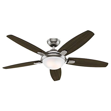 Hunter 59013 Contempo 52" Ceiling Fan with Light with Handheld Remote, Large, Brushed Nickel