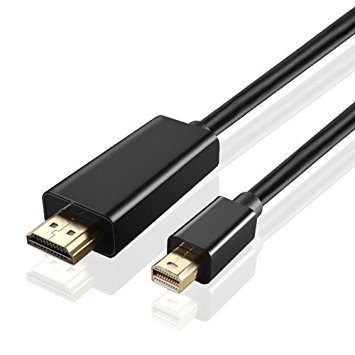 TNP Mini DisplayPort to HDMI Adapter Cable - 4K 4Kx2K 2160P Ultra HD UHD (Thunderbolt 2 Compatible) mDP Mini DP to HDMI Male Connector Port Video Audio Converter Plug Wire Cord (15FT, Black 1080P)