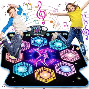 VATOS Dance Mat Toys for Kids - Electronic Dance Pad Music Toy with 8 LED Keys for Kids Ages 4-8, Sensory Outdoor Games Party Favors, Cool Birthday Gifts for 3-12  Year Old Girls Boys Teens